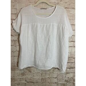 Viola Borghi Top Womens Medium White Boxy Linen Lagom Minimalist Beachy Capsule